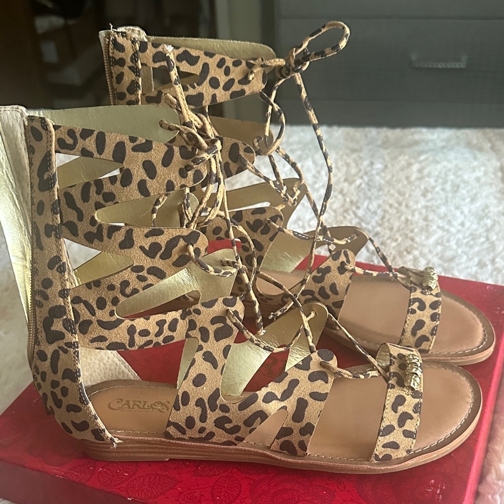 Carlos by Carlos Santana Leopard Lace-Up Sandals